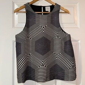 HD •IN PARIS• Anthropologie Black & Beige Geometric Sleeveless Dress Top